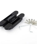 Top Tier Six Inch Hidden Door Hinges With Dead Simple Three Dimensional Tuning And Workhorse Zinc Alloy Build For Smooth Heavy Duty Swings On Flush Panels Up To Forty Four Pounds Load with screws and tools.
