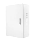 Rock Solid EV Charger Enclosure Box With Combo Lock And Key Access Wall Mount outdoor protector in white steel finish.