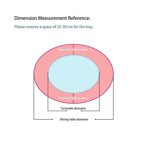 Dimension reference image for Round Glass Lazy Susan With Hella Sturdy Thickened Base For Dining Tables serving tray.