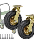 Heavy Duty 8 And 10 Inch Replacement Wheels For Furniture Workbenches Air Filled Industrial Casters with rubber tread and bracket.
