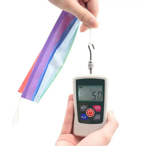 Top Tier Portable Digital Force Gauge And Heavy Duty Push Pull Tester Featuring Slick Lcd Displays displaying 5.0N measurement.