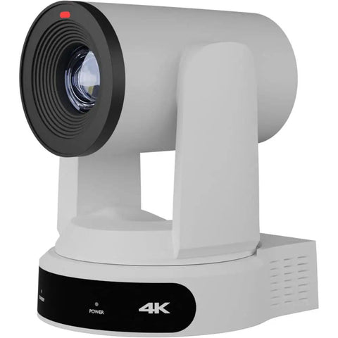 Slick Three Camera Streaming Kit Featuring Dang Good 4K Optical Zoom For Heavy Duty Livestreaming And Video Conferencing Plus Superjoy Control Joystick Mount And White Brackets, close-up view of 4K camera.