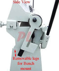 Side view of 80 Inch Pan And Box Brake Bender For Metal Fabrication showing removable legs for benchtop mount.