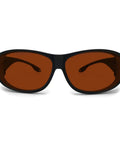 Tough as Nails Laser Safety Glasses with OD 6 Plus Shielding Covering 190nm to 1100nm for 405nm 450nm 532nm 808nm 980nm 1064nm 1080nm and 1100nm Lasers Professional Protective Eyewear, front view with dark tinted lenses.