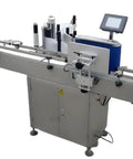 Compact Desktop Automatic Bottle Labeling Machine Delivers Kickass Accuracy For High Production Packaging Lines with stainless steel build and touchscreen.