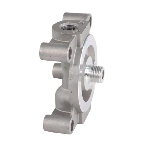 Diesel Engine Remote Mount Coolant Filter Head Part 204163 for KTA19 KTA38 KTA50, silver metal housing, side view.