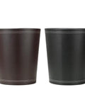 Classic Pu Leather Round Trash Can In Brown For Bathroom Powder Room Kitchen Office And Hotel Use Durable PU Exterior