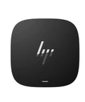 Badass Thunderbolt G4 Dock Packing 280W Speed And Crisp 4K Video sleek black USB hub with HP logo for efficient workstation use.