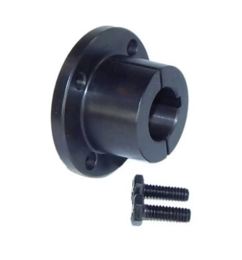 Premium Steel Split Taper Bushing With A Precise 1.125 Inch Bore For Qd Sheave Mounts, featuring flange and screws.