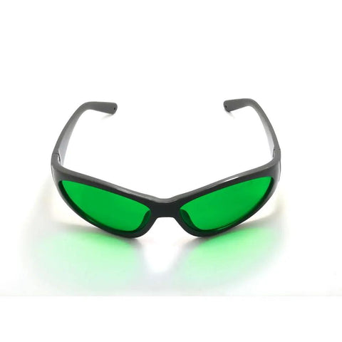 OG Grade Red Laser Protective Glasses For 620 To 700nm Range OD6 Plus Safety Goggles with green tinted lenses.