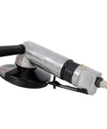 Big Dog 5 Inch Pneumatic Air Angle Grinder Heavy Duty Power Tool For Metal Cutting Welding Prep Grinding And Polishing Knocks Out Rust And Paint Fast Rock Solid Workshop Essential side view of the air grinder with a 5 inch wheel.