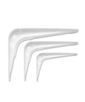 Rock Solid White Wall Mount Shelf Brackets Heavy Duty L Angle Furniture Supports Rust Resistant Waterproof Metal Hardware 2 Pack set of three sizes