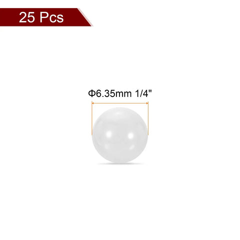 Rock Solid 25 Pack Ceramic Bearing Balls 6.35mm 1/4 Inch Zirconium Oxide G5 Precision White Balls single white ball front view