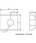Technical drawing of Rock Solid 1/4-20 Slide In T Nuts dimensions and features in black zinc coated steel.