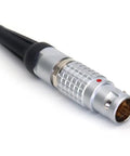 Push Pull Self Lock Circular Connector 0B 7 Pin Plug For Aviation And Industrial Electronics Cameras And Test Gear High Density Mounting Saves Space And Supports 2 3 4 5 6 7 And 9 Pin Options With 180 Combinations. silver metal 0B push-pull connector with black cable boot