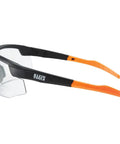 Top Tier Semi Frame Safety Glasses With Clear Lens Pack Serious Eye Protection And Scratch Resistant Coating, featuring black frame with orange accents.