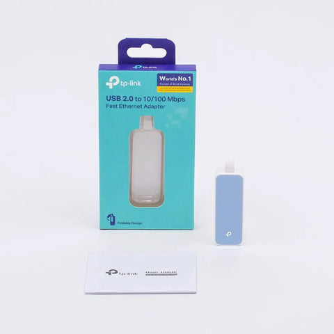 Hassle Free Usb To Ethernet Network Adapter With Rj45 Fast Port Plug And Play Compact Portable Build on display with packaging.