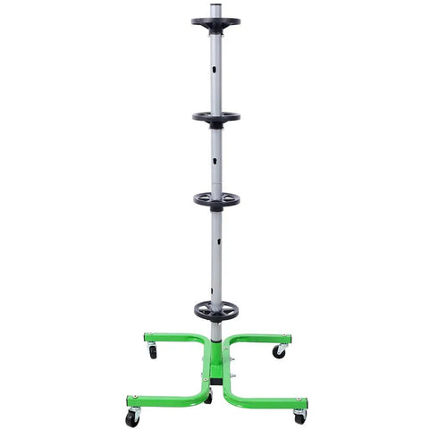 Professional Grade Tire Storage Stand With Heavy Rollers Rock Hard Carbon Steel Garage Organizer vertical view on wheels