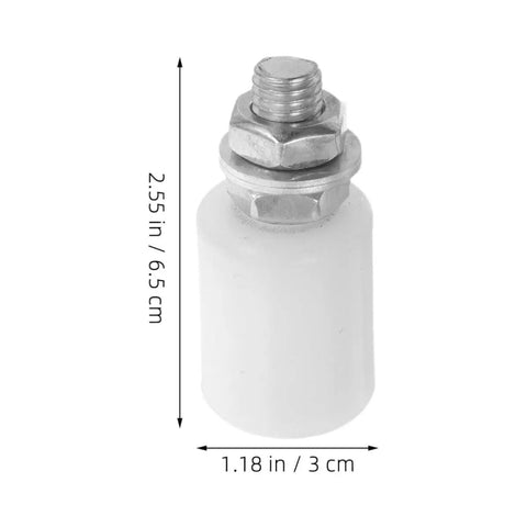 Six Piece Heavy Duty Nylon Barn Door Guide Wheel Pulley with white nylon body and metal top, measuring 2.55 inches.
