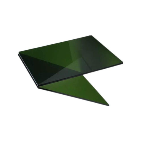 Heavy-Duty Laser Safety Protection Window for 900 to 1070 nm with 40 Percent Transmittance and OD Over 6 for DIR AB6 Class Rating. Green glass panel.