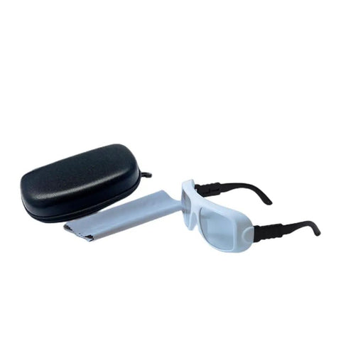 Top Shelf CO2 Laser Safety Glasses With OD6 Plus Protection For 9000 To 11000 Nm Range Clear Lens in black case.