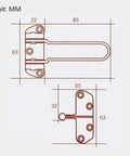 Dimensions diagram of Rock Solid Zinc Alloy Door Security Chain and Anti Theft Safety Lock in mm for easy installation.