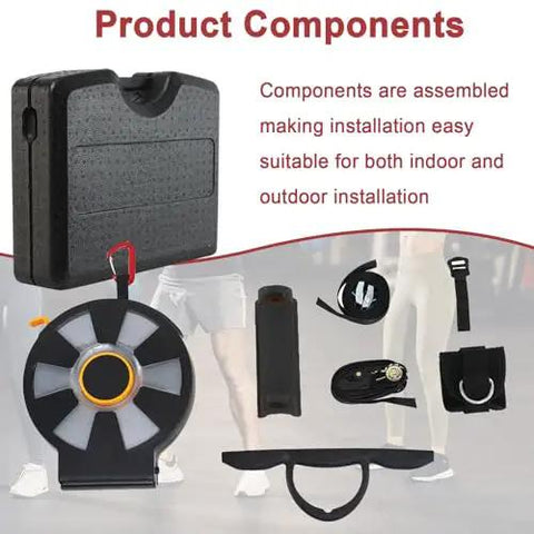 Components of Heavy Duty Portable Flywheel Trainer With Adjustable Resistance and Tough As Nails Steel Frame for Knocking Out Reps.