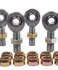 Race Proven 1/2 In X 5/8 18 Thread 4 Link Rod End Kit Built Like A Tank For Muscle Cars And Drag Rigs Featuring 4130 Chromoly Bodies Teflon Races And Hardened Steel Balls Includes Right Left Hand Sets With Jam Nuts, showing rod ends and jam nuts.