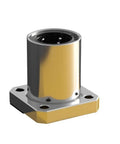 Heavy Duty Square Flange Linear Ball Bearing Delivering Slick Glide And Rock Solid Precision with a shiny metal finish and hexagonal flange.