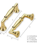 Ten Pack Polished Brass Cabinet Pulls Featuring Three Inch Hole Centers Top Shelf Heavy Duty Handles For Kitchens Drawers Wardrobes And Cabinets Smooth Pull No Sweat Install with detailed dimensions.