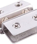 Top Shelf Adjustable Double Clamp Hinges For Frameless Shower Glass Doors Heavy Duty Stainless Steel Silver Finish hardware kit.