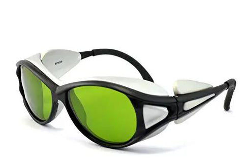 Rad 1064nm Infrared Laser Safety Glasses with Full Coverage Eye Protection Goggles in black and white design.