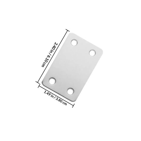 Flat Bracket Set For Diy Projects Stainless Steel Mending Plates With Screws; dimensioned view. Home Improvement Hardware 20 Pack.