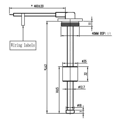 Diagram of Badass Zero One Ninety Ohm Fuel Sending Unit With Water Level Monitor Stainless Steel Dashboard Gauge Kit.