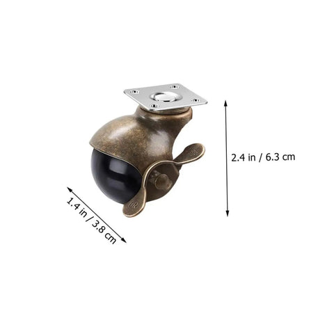 Heavy Duty Vintage Brass Retractable Caster Wheels 4 Pack, 2.4in height, brass design for furniture use.