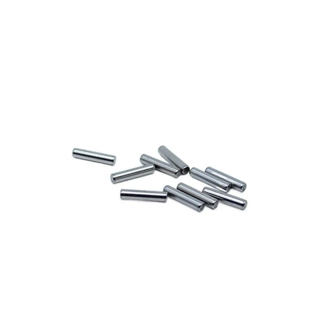 Premium SUJ2 Needle Roller Bearings 100 Pack Loose Cylindrical Pins 2.5mm Width heavy duty steel pins on white background.
