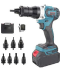 No Strings Attached Cordless Rivet Nut Gun With Brushless Motor And 5.2Ah Battery, with attachments for M3 to M12 fasteners.