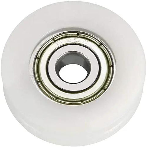 Premium V Groove Bearing Pulley Wheel Rock Solid Ball Bearing Rail System White 5X24X7MM with metal guide slider.