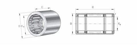 One Way Thrust Needle Roller Bearing 16X22X26mm Premium Chromium Steel Clutch Kit technical drawing showing dimensions and design.