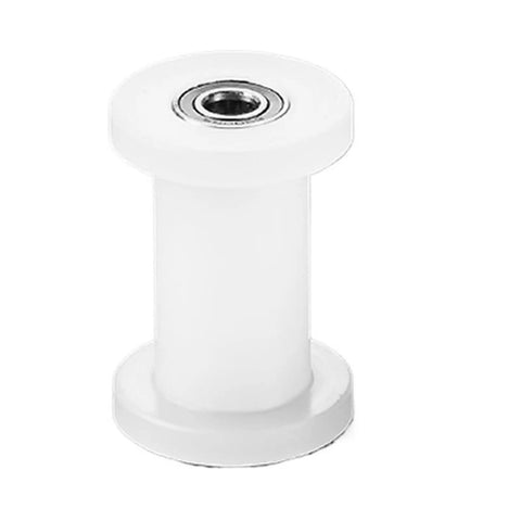 Heavy Duty Nylon Double Bearing Pulley H Groove Rail Wheel For Electric Sliding Doors, sturdy white nylon wheel with bearing.