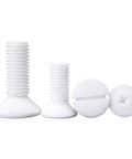Top Notch PTFE Coated Flat Countersunk Slotted Head Screws Metric Thread High Temp Corrosion Resistant Hardware For Rough Works And Rock Solid Fastening Heavy Duty Shop Essential M3 To M12 in white finish with various sizes.