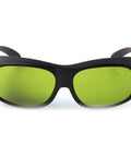 Front view of Top Shelf Laser Safety Glasses Lock Out Intense 755 808 And 1064 Nm NdYAG Beams Via Thick Clear Lenses.