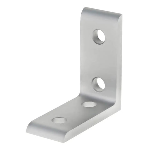 All American He Man Heavy Duty Four Hole Tall Inside Corner Bracket Ninety Degree Angle Brace, silver aluminum bracket.