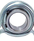 Heavy Duty Pressed Steel Pillow Block Built Tough For No Hassle Setup And Smooth Operator Performance With Self Aligning Housing And Dependable Lip Seal In One And One Fourth Bore, showcasing sturdy metal construction.