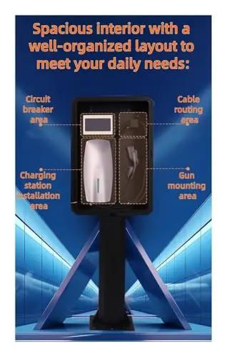 Heavy Duty Ev Charger Lock Box With Floor Stand Outdoor Protective Shell Kickproof Legit Security Vault For Electric Vehicle Plugs detailed interior layout with organized areas and charging components.