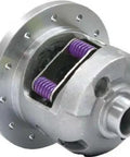 Heavy Duty Chevy 8.5 Inch 10 Bolt Rear End Slick Turnkey Conversion featuring 28 spline positraction carrier with purple springs.