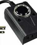 Heavy Duty Outdoor Mechanical Plug In Countdown Timer With Quick Twist Settings Dusk Till Dawn Mode and Dual Grounded Outlets side view