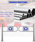 Rock Solid One Way Swing Gate With Heavy Duty Spring Loaded Self Closing Mechanism And Straightforward Hand Push Stainless Steel Security Door For Secure Yard Perimeter Or Commercial Entry with stainless steel frame.
