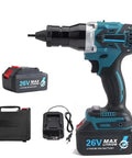 Kickass Heavy Duty Cordless 26V Electric Rivet Nut Gun Set Includes 5200 Mah Battery For Fast Automatic M3 Through M12 Industrial Auto Shop Repair Jobs with battery and charger.