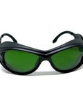 Pro Grade IPL Laser Safety Eyewear For Aesthetic Techs And Spa Pros OD Five Wide Specter Guard with green lenses.